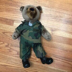 Large Giant US Army Military Brown Teddy Bear Plush Stuffed Animal Soft Toy 22”